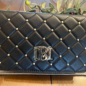 Badgley Mischka- Black Quilted Bag with Gold Accents- NWT